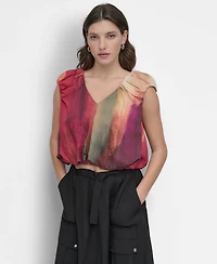 Dkny Women's Rumpled Abstract-Print Blouse