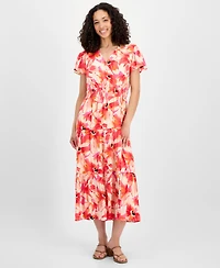 Tinsel Petite Print Short-Sleeve Maxi Dress
