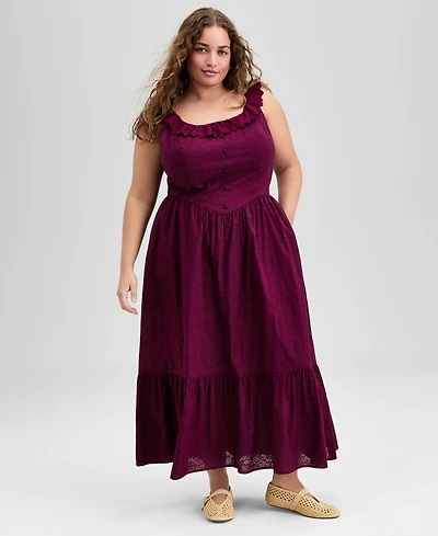 And Now This Trendy Plus Cotton Ruffle-Trim Maxi Dress, Exclusively at Macy's