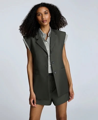 Kenneth Cole Women's Luxe Twill Sleeveless Blazer