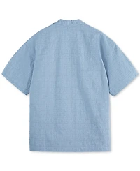 Scotch & Soda Men's Relaxed Fit Short Sleeve Cross Hatch Button-Front Camp Shirt