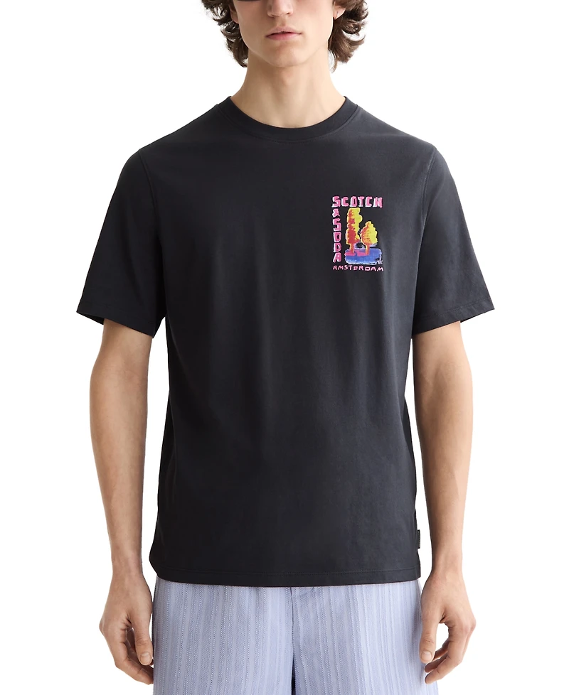 Scotch & Soda Men's Short Sleeve Double Graphic Crewneck T-Shirt