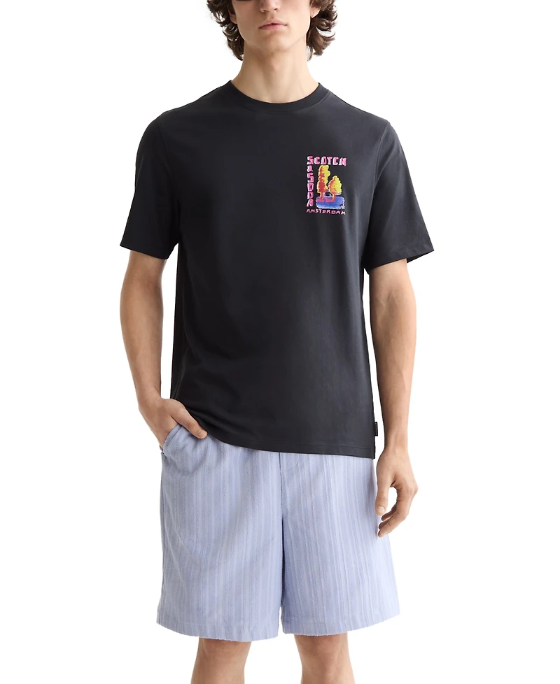 Scotch & Soda Men's Short Sleeve Double Graphic Crewneck T-Shirt