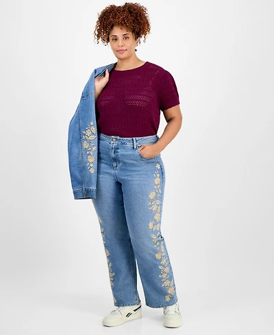 And Now This Trendy Plus High-Rise Embroidered Jeans, Exclusively at Macy's