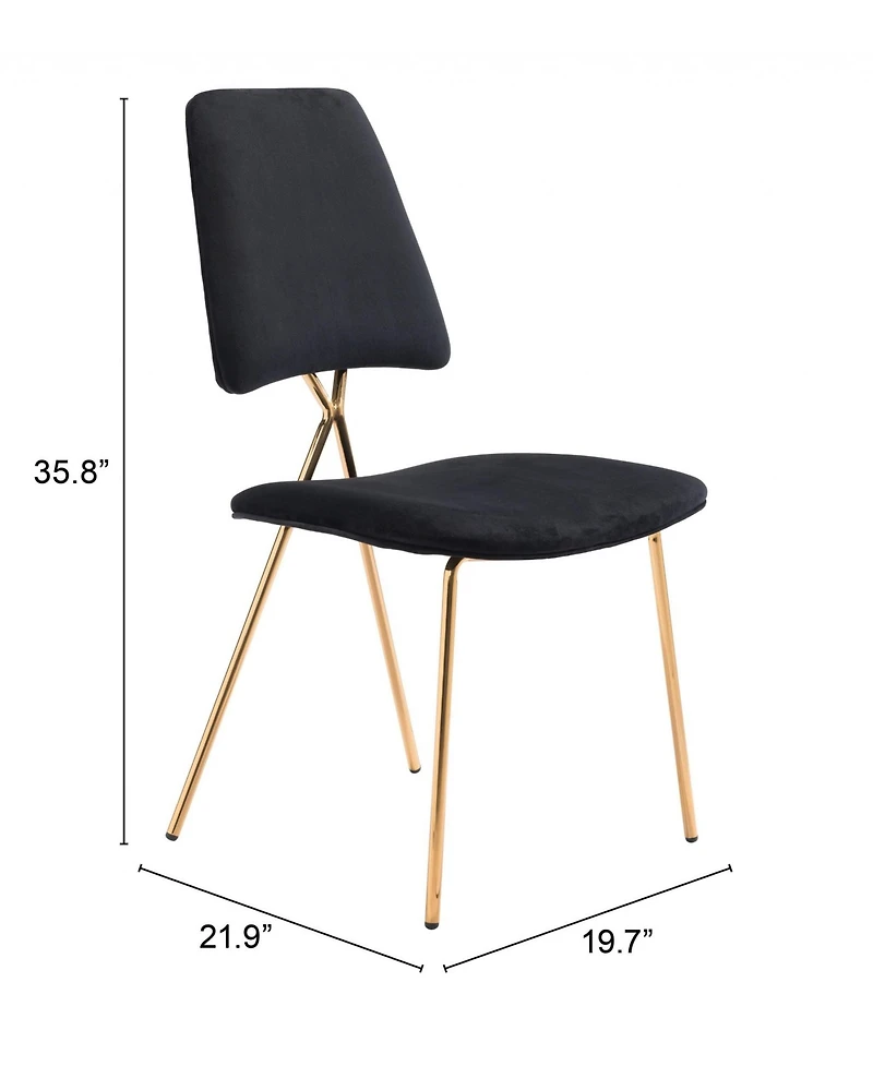 Set of Two Open Back Velvet Dining Side Chairs for Home or Kitchen