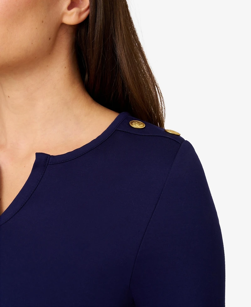 Cable & Gauge Women's Button Shoulder Top