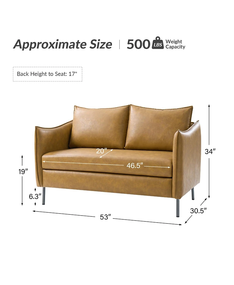 Monroe Modern Industrial-Style Pu Leather Sofa with Sturdy Metal Legs And Movable Seat