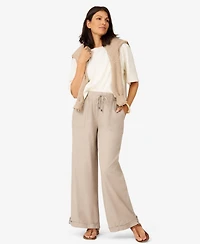 Cable & Gauge Women's Linen Blend Straight Leg Pant