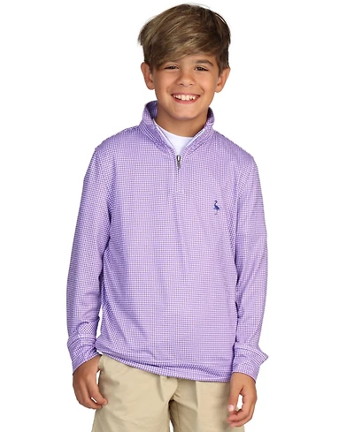 Tailorbyrd Boys Purple Houndstooth Performance Quarter-Zip