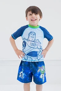 Toy Story Boys Pullover Rash Guard and Swim Trunks Outfit Set