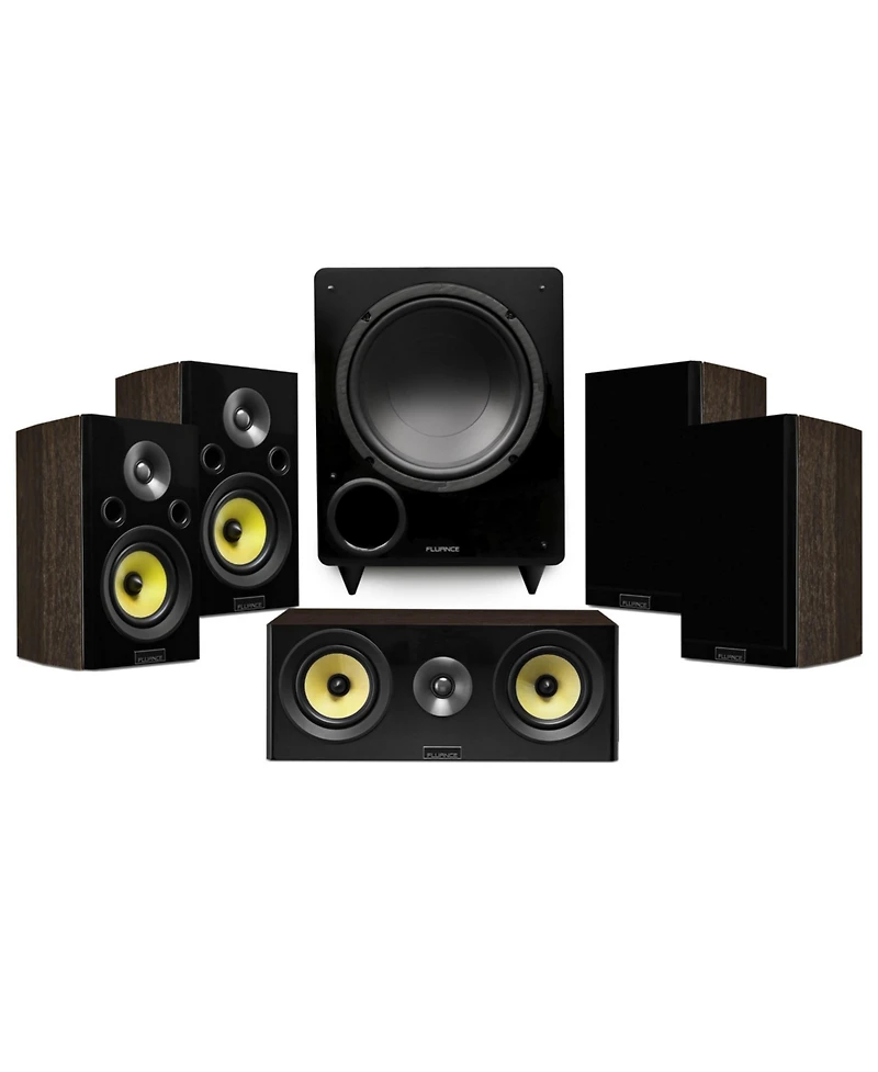 Fluance Signature HiFi Compact Surround Sound Home Theater 5.1 Channel Speaker System including 2-Way Bookshelf, Center Channel, Rear Surround Speaker