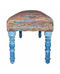 Rainbow Stripe Upholstered Bench with Legs for Living Room or Entryway