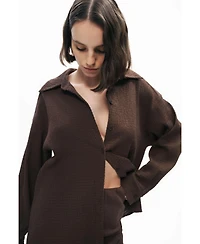 Nocturne Women's Crumpled Fabric Draped Shirt