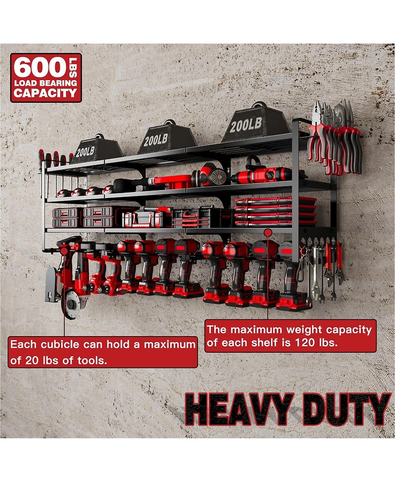 Hausource 4-Tier Large Power Tool Organizer - 12 Drill Holder, Workshop Storage Rack