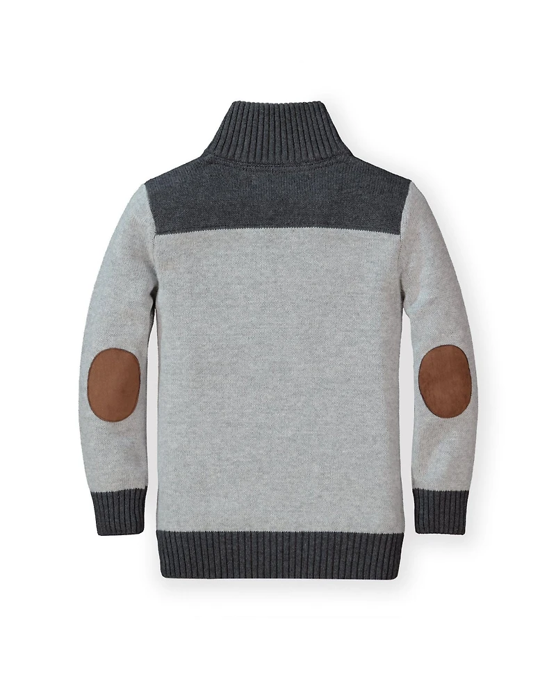 Hope & Henry Baby Boys Long Sleeve Mock Neck Herringbone Cable Sweater