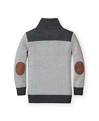 Hope & Henry Baby Boys Long Sleeve Mock Neck Herringbone Cable Sweater