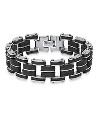 Steeltime Men's Stainless Steel and Black Rubber Bicycle Chain Bracelet