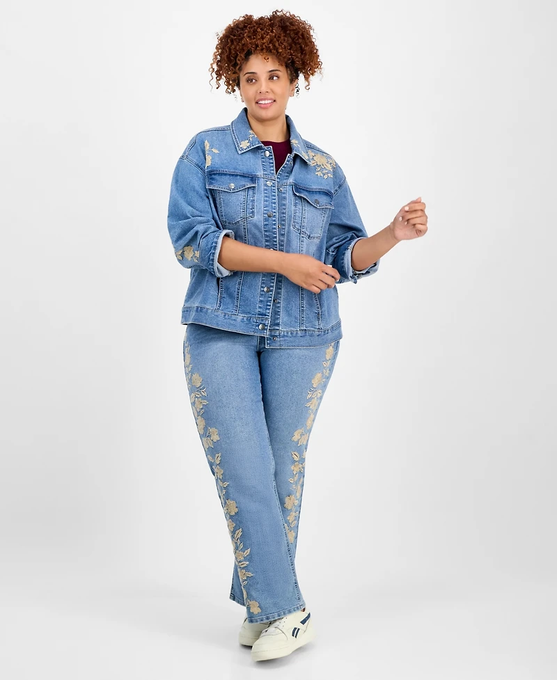 And Now This Trendy Plus Floral-Embroidered Jacket, Exclusively at Macy's