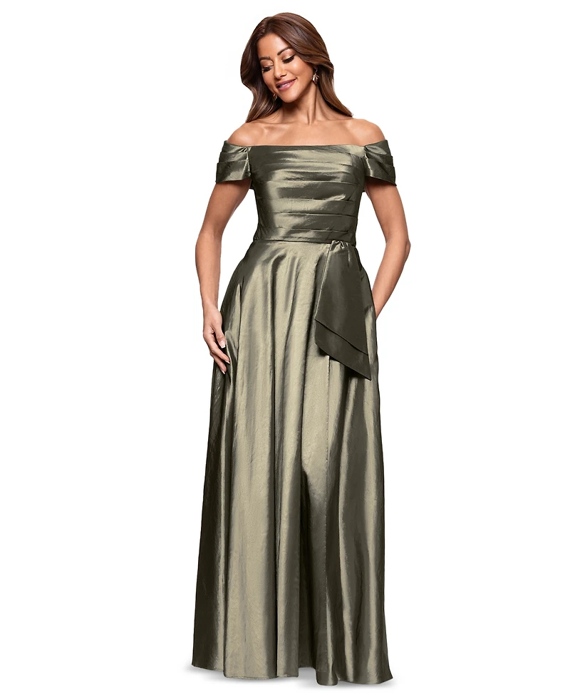 Xscape Women's Taffeta Off-The-Shoulder Gown