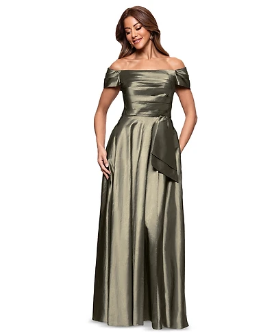 Xscape Women's Taffeta Off-The-Shoulder Gown