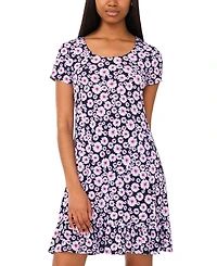 Msk Women's Printed Round-Neck Short-Sleeve Dress