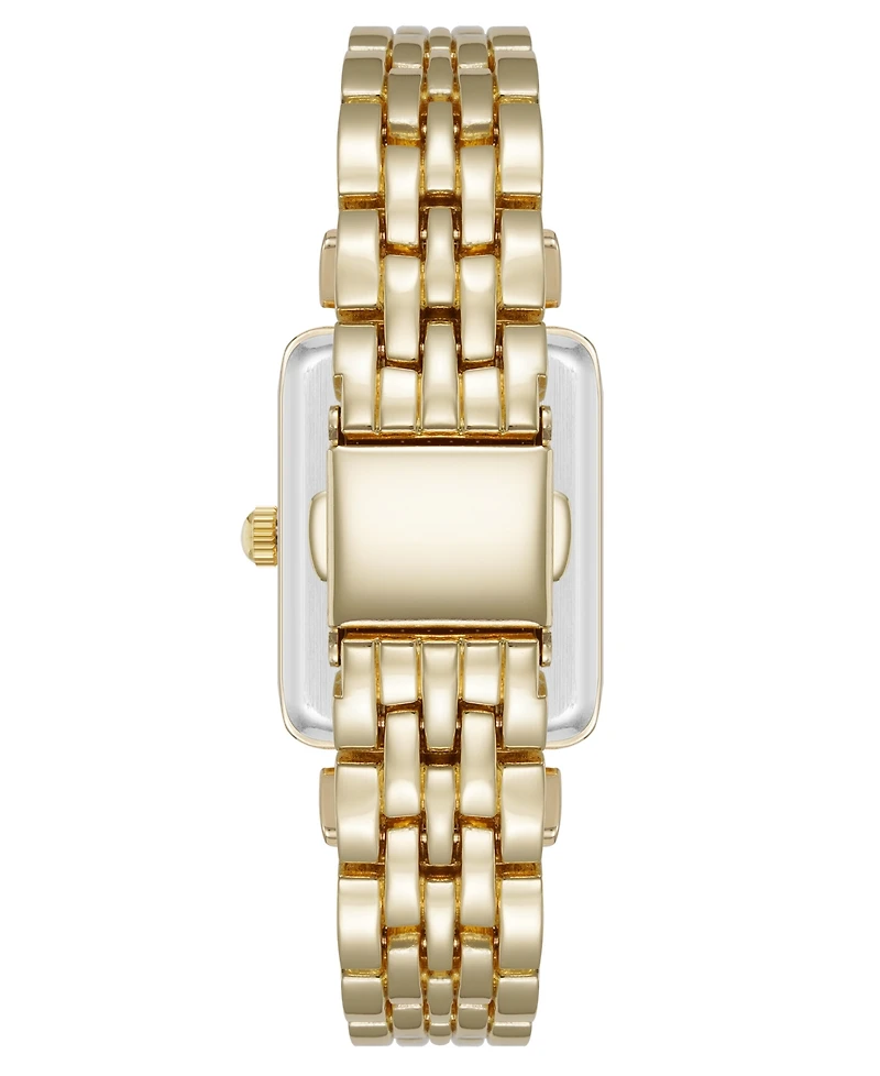 Anne Klein Women's Quartz Rectangular Roman Numeral Gold-Tone Metal Alloy and Black Dial Watch, 23mm