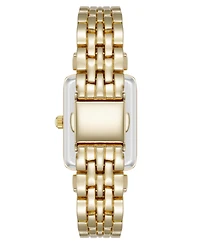 Anne Klein Women's Quartz Rectangular Roman Numeral Gold-Tone Metal Alloy and Black Dial Watch, 23mm