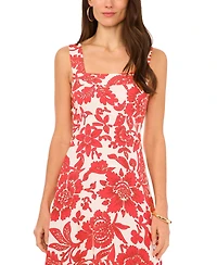 Vince Camuto Women's Floral Square-Neck Smocked-Back Sleeveless Maxi Dress