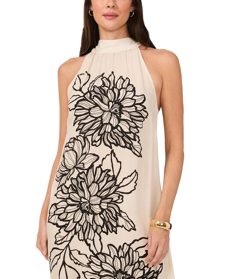 Vince Camuto Women's Floral Halter Tie-Back Maxi Dress