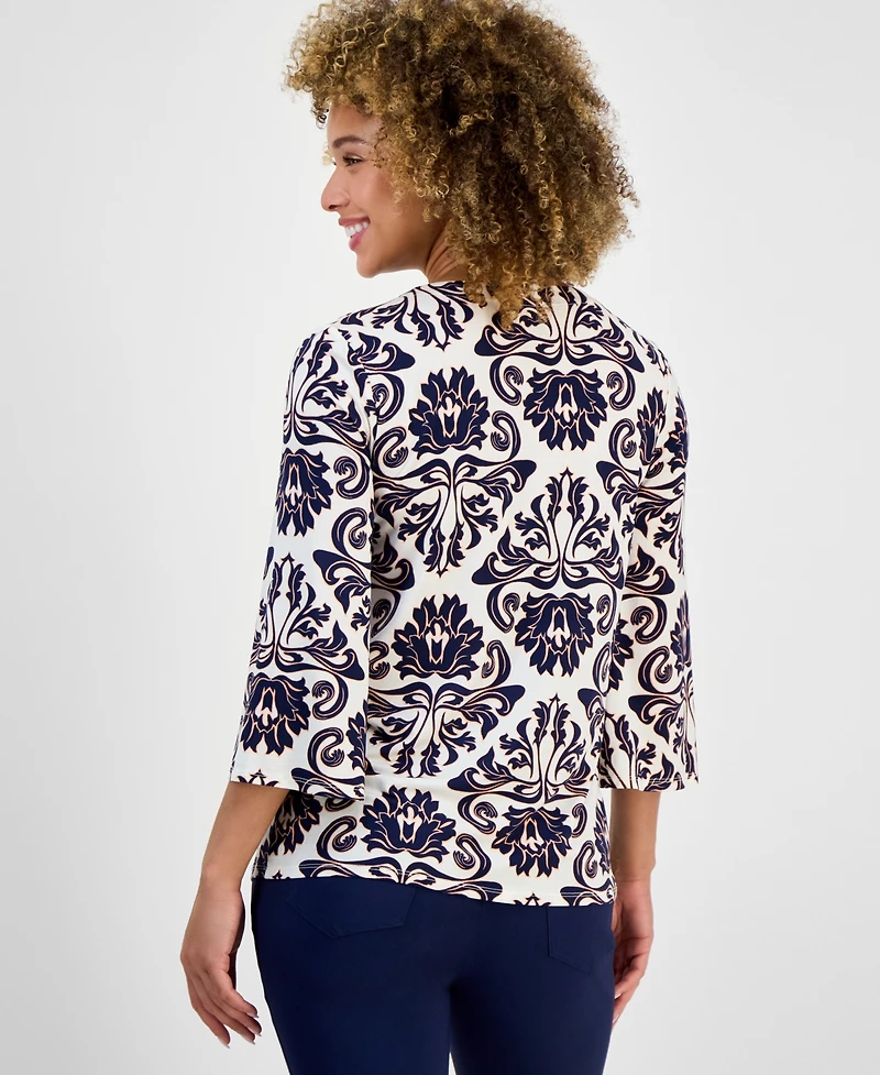 Jm Collection Women's Lace Up Knit Top, Exclusively at Macy's