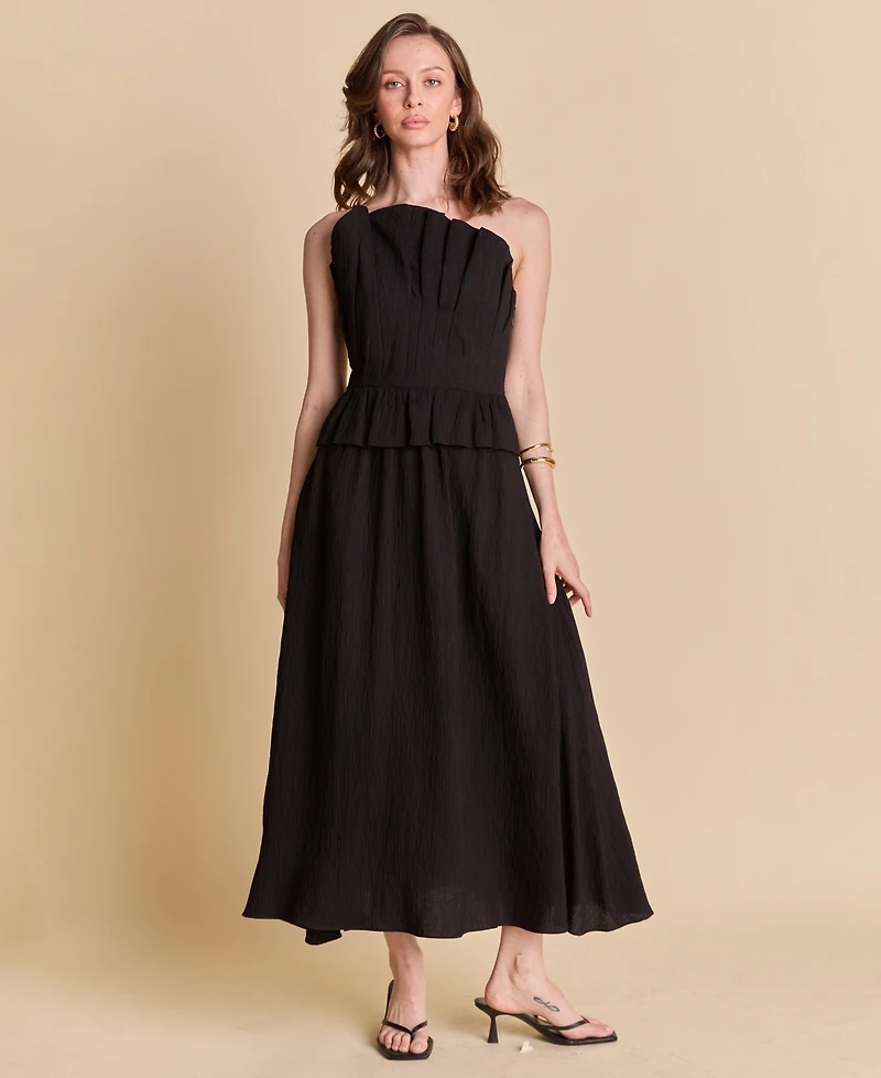 English Factory Women's Ruffled Strapless Midi Dress