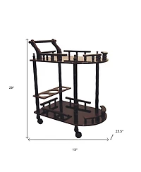 Rolling Bar Cart – Mobile Beverage Serving Cart with Shelves and Storage for Home or Kitchen