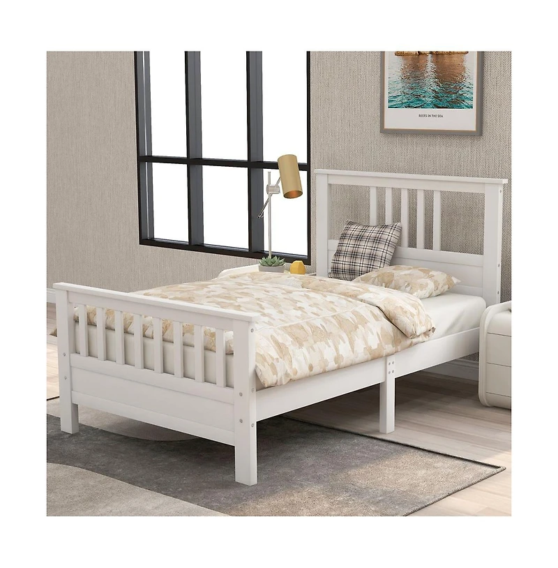 Sturdy Wood Bed Frame with Support Slats for Bedroom Furniture