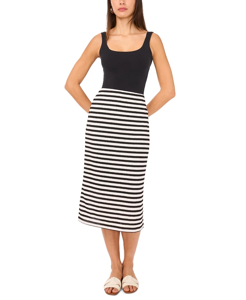 Vince Camuto Women's Striped Relaxed Pull-On Midi Skirt
