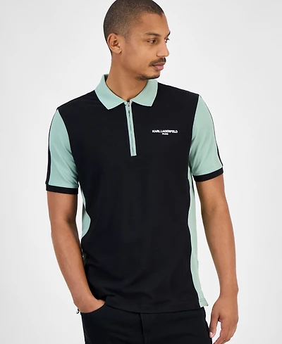 Karl Lagerfeld Paris Men's Colorblocked Quarter-Zip Polo