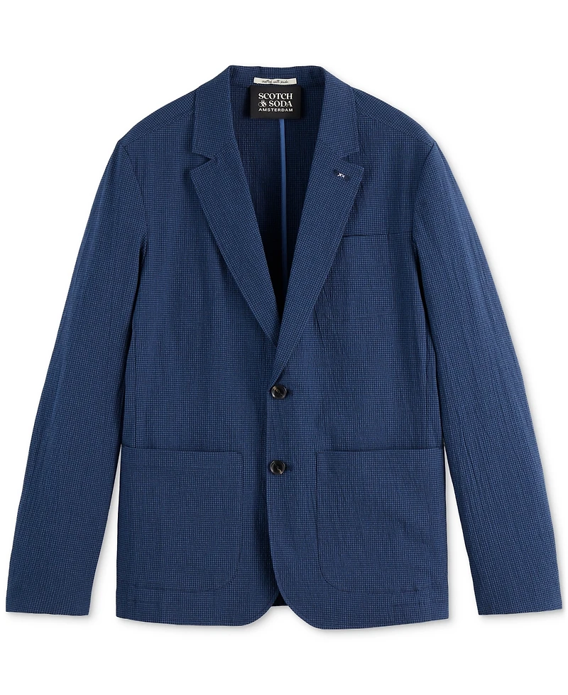 Scotch & Soda Men's Relaxed Fit Unconstructed Seersucker Blazer