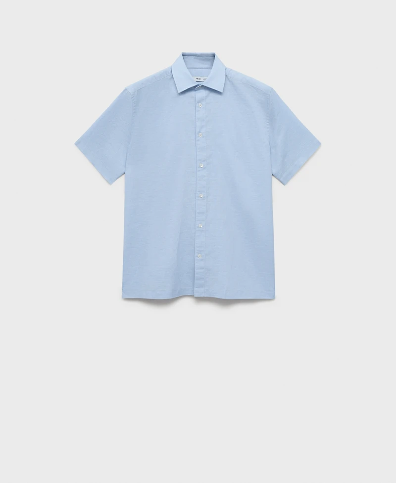 Mango Men's Short Sleeve Linen-Blend Shirt
