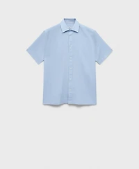 Mango Men's Short Sleeve Linen-Blend Shirt