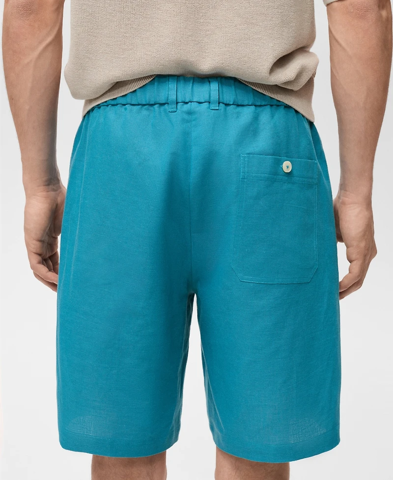 Mango Men's Linen Bermuda Drawstring Shorts
