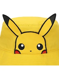 Pokemon Men's Pikachu Face Unisex Adult Bucket Hat With 3D Plush