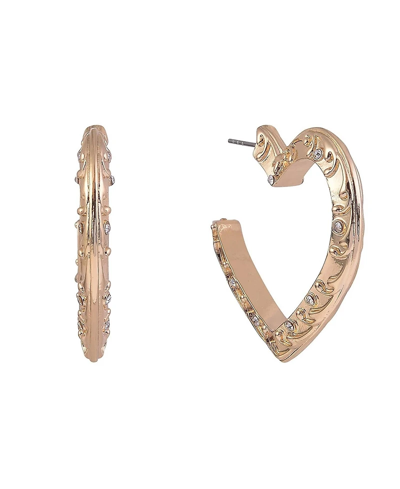 Rachel Rachel Roy Gold Tone Textured Post Heart Earrings