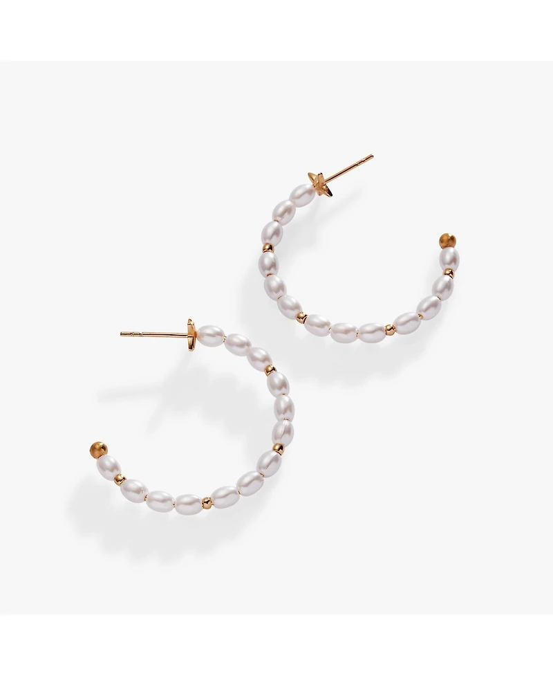 Rice Pearl Hoop Earrings