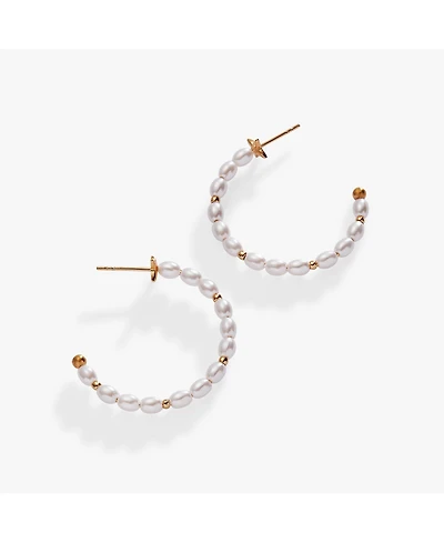 Rice Pearl Hoop Earrings