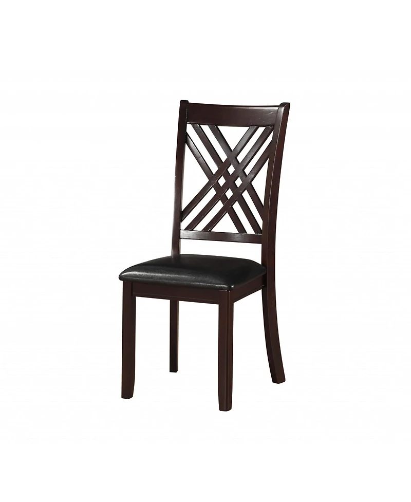Set of Two Upholstered Faux Leather Cross Back Dining Side Chairs