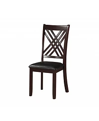 Set of Two Upholstered Faux Leather Cross Back Dining Side Chairs