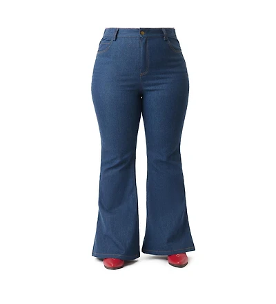 Unique Vintage Plus Size High Rise Flare Jeans