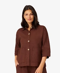 Cable & Gauge Women's Patch Pocket Linen Blend Jacket
