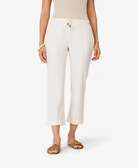 Cable & Gauge Women's Linen Blend Crop Pant
