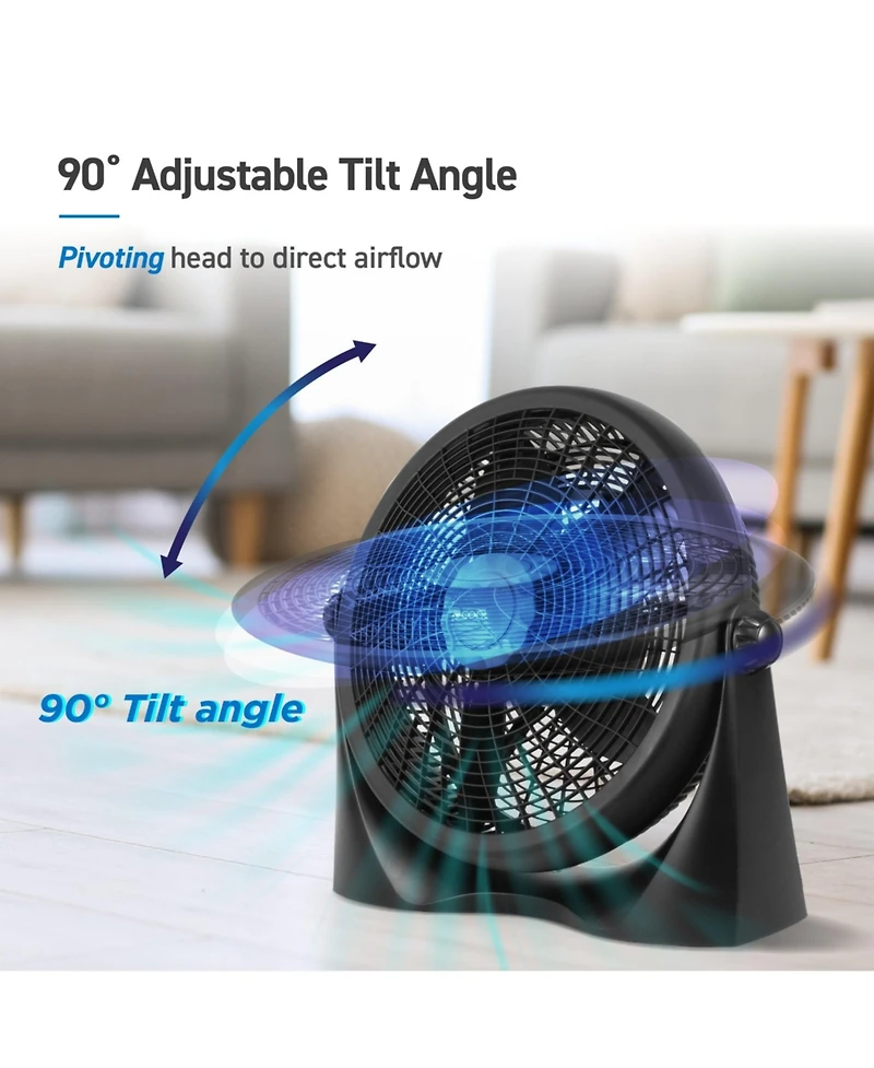 Commercial Cool Floor Fan for Home, Garage, Bedroom, or Office, Cooling Fan for Floor with 3 Fan Settings, Quiet Floor Fan with Adjustable Tilt Angle