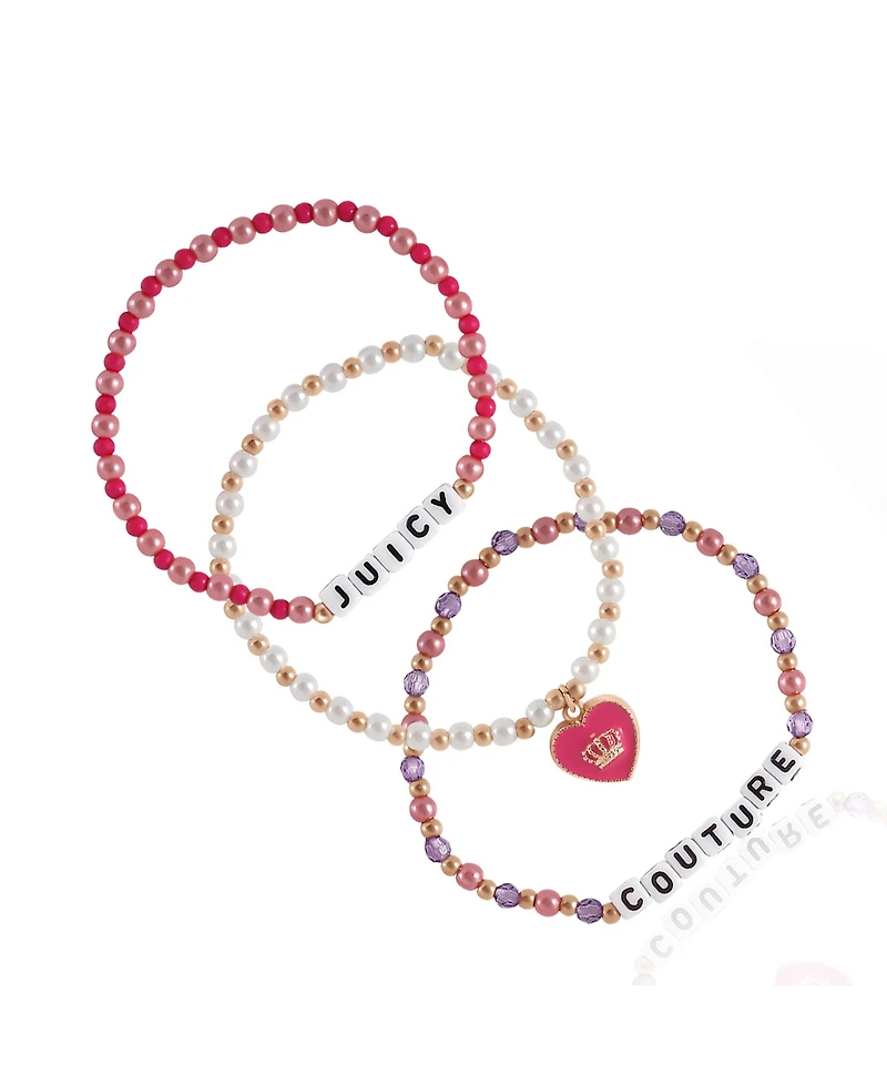 Juicy Couture Kids Beaded Bracelet Set – “Juicy Couture” Letter Beads & Heart Charm